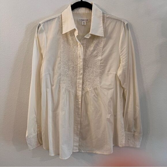 Coldwater Creek Tops - Coldwater Creek Blouse Womens  Ivory Size Medium Cottagecore Lightweight Romance